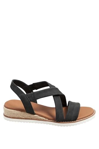 Image of Yours - Cross Over Strappy Wedge Sandals In Wide E & Extra Wide Eee Fit - Women's