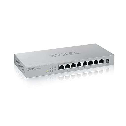 Image of Zyxel 8-Port 2.5G Multi-Gigabit Ethernet Unmanaged Switch | 8 x 100/1000/2500 Mbps Ports | Plug & Play | Metal Housing | Desktop or Wall-Mount | Ethernet Splitter MG-108