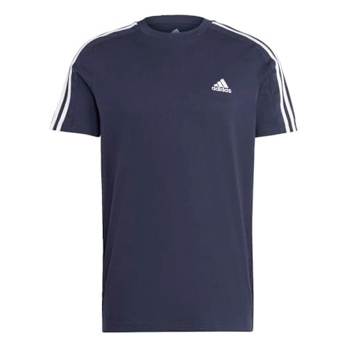 Image of adidas Men's Essentials Single Jersey 3-Stripes T-Shirt, Ink/White, XL
