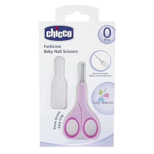 Image of Chicco Baby Nail Scissors with Protective Cap – Pink