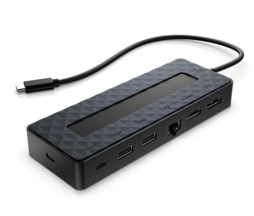 Image of HP Interface Hub USB 3.2 Gen 1 (3.1 Gen 1) Type-C Black | Supports USB-C® compatible PC | 7 ports,1 power and data passthrough cable | Supports dual 4K displays via HDMI 2.0 | 1 Display Port