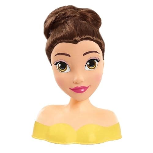 Image of Just Play Disney Princess Belle Mini Hairdressing Head 14 cm with Hair Brush for Styling Fun, from 3 Years