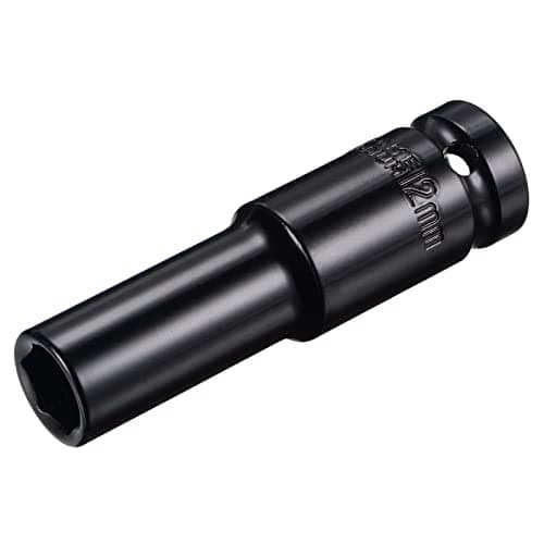 Image of sourcing map 1/2" Drive by 12mm Deep Impact Socket, Heat-Treated CR-V Steel 3.15" Length, 6-Point Metric Sizes