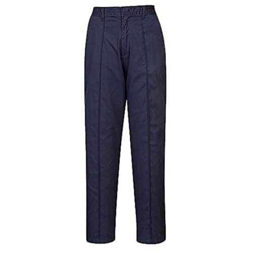 Image of Portwest LW97 Women’s Elasticated Tailored Fit Work Trousers with Pockets - Lightweight Safety Workwear, Navy Tall, S