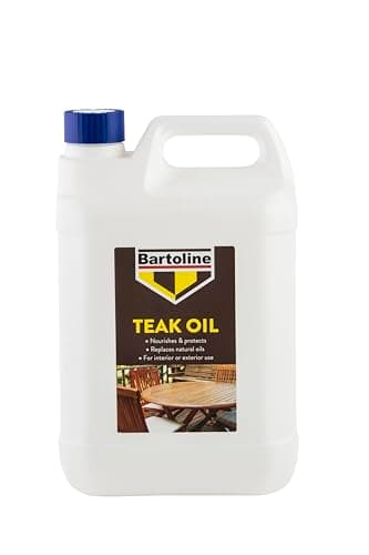Image of Bartoline Teak Oil 5 L, Deep Penetrating Wood Oil for Outdoor and Indoor Furniture, Garden Furniture, Hardwood Protection and Teak Care