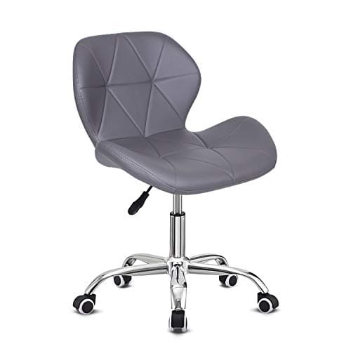 Image of Hadwin Modern Faux Leather Swivel Desk Chair, Height Adjustable Padded Armless Ergonomic Home Office Chair, Grey