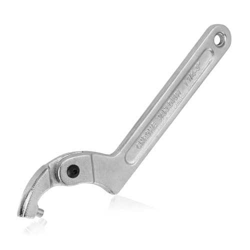 Image of LEONTOOL Adjustable C Spanner Hook Wrench Tool with Round Head, 1 1/4-3 Inch (32-76mm) Capacity, Pin Spanner Nut Wrench Tool for Machine Tools, Vehicles, Mechanical Equipments, Chrome-Vanadium Steel