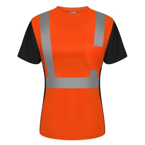 Image of Graunton Hi Vis T-Shirt for Women, Reflective Shirts with Short Sleeve for Traffic Police, Emergency Personnel, Hi Vis Short Sleeves for Freeways, Urban Streets, Construction Sites,(NK1-Orange,L)