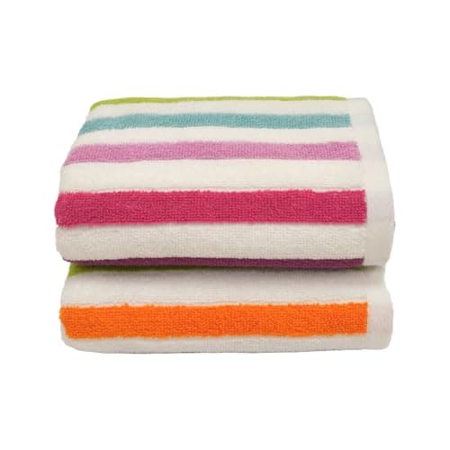 Image of Allure Cali Multi Striped Hand Towels Pack of 2 50 x 85cm, 100% Cotton – Super Soft, Absorbent, Quick Dry Multicoloured Stripe Bathroom Towel Set