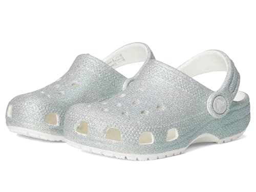 Image of Crocs Unisex Kids Clog, Classic Iridescent Glitter Clog T, White, 10 UK Child