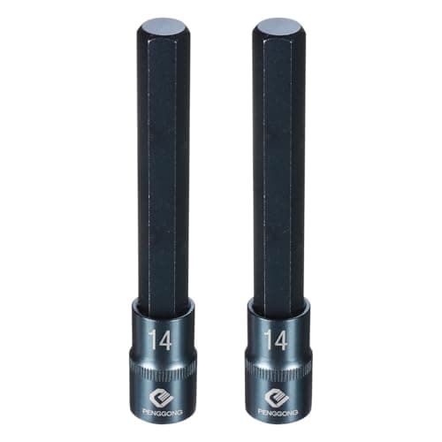 Image of sourcing map 2pcs 1/2" Drive Impact Hex Bit Socket H14 (14mm) Metric 5.5" Length S2 Steel 6-Point Sockets for Power Drill Drivers Adapter, Blue