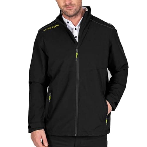 Image of Island Green Men's Waterproof Inner Storm Cuff Golf Jacket, Black, Small