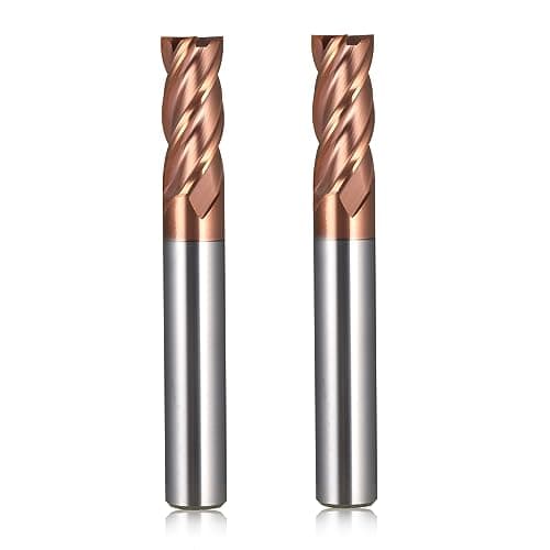 Image of 10 mm Milling End Mill Tungsten Carbide 4-Cut, 25 mm Cutting Length 2 Pieces TiSiN Coating Solid Carbide Milling, 55 HRC Cutting Milling Set Drill Bit for Aluminium Alloy, Steel, Copper