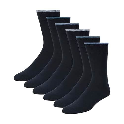 Image of Ted Baker Men's 6 Pack Solid Crew Dress Socks, Blue, OS, Navy, One Size