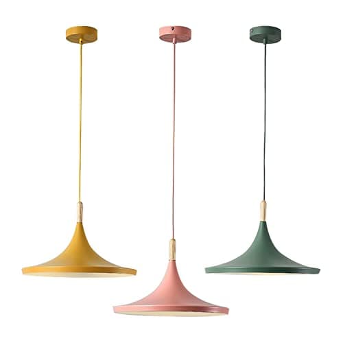 Image of KCO Lighting Nordic Modern Macaron Pendant Light 3-Pack Farmhouse Barn Pendant Light Colorful Pendant Lighting Kitchen Island Lights Ceiling Hanging Over Island (Big)