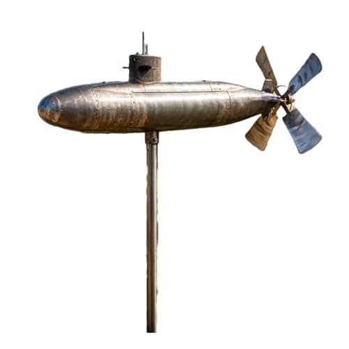 Image of Submarine Wind Spinner, Heavy Duty Metal Kinetic Garden Wind Spinners, UV-Resistant Outdoor Garden Spinners for Patio Porch Home Gardens (Broken Submarine)