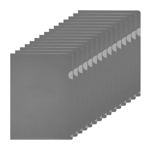 Image of PATIKIL A4 Plastic Folders, 40 Pack Clear Folders l Type Project Pockets Paper Document Jacket Sleeves l Shaped Transparent for Documents Plastic Office File, 8.7x12.2in, Gray