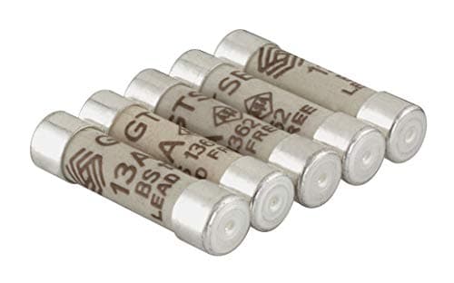 Image of GTSE 13A Electrical Fuses, Pack of 5, Household Domestic Mains Plug Ceramic Fuses, 240V, BS 1362 Compliant