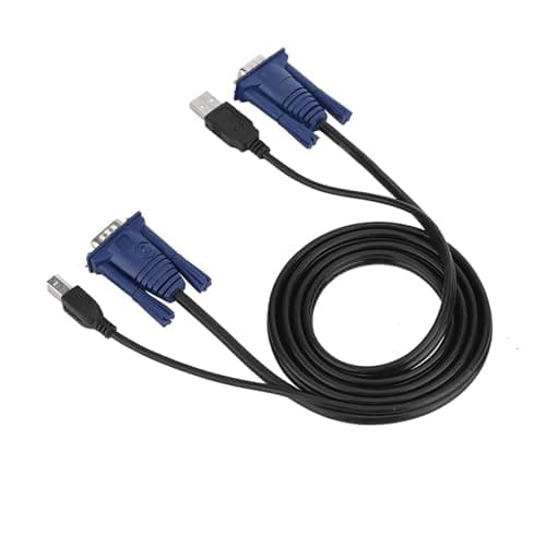 Image of USB 2.0 KVM Switch Cable 1.5M VGA Cable for PC Computer Multi-Functional 2-in-1 KVM Switch Cable Convenient and Connectivity for Electronic Devices.