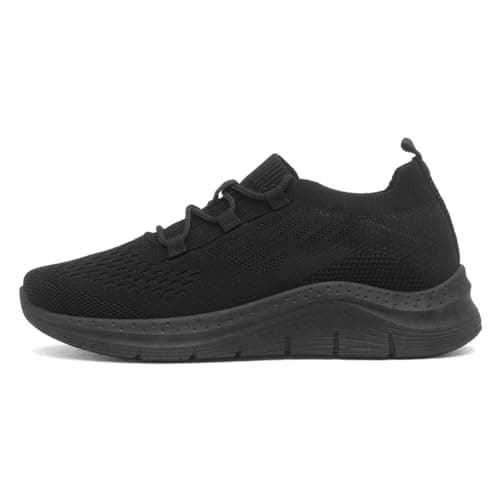Image of XL Womens Black Knitted Lace Up Chunky Trainer - Size 6 UK - Black