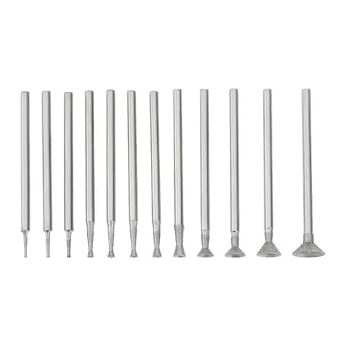 Image of SG Store 12 Pieces 3/32" Bowl Bowl Shape Diamond Burr Set of Mounted Grinding Bits for Grinding and Carving Ceramic Rotary Tools (0.5mm-8mm)
