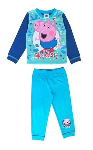 Image of Peppa Pig, Boys George Pig Pyjamas, Blue, Puddle Play Splash Age 4-5 Years