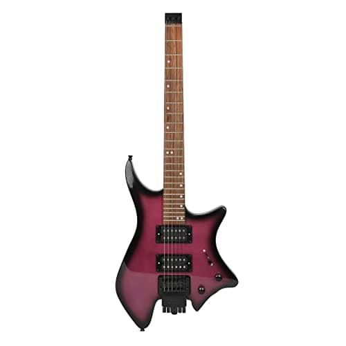 Image of XIANGWANBH Electric Guitar, Purple, Double Neck Metal Headless Electric Guitar with Speakers