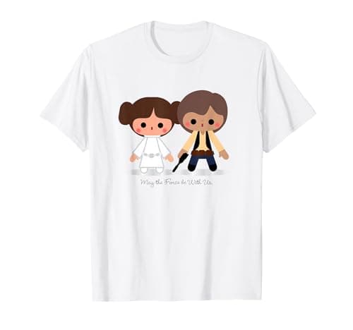 Image of Star Wars Han Solo Leia Kawaii Force Be With Us T-Shirt