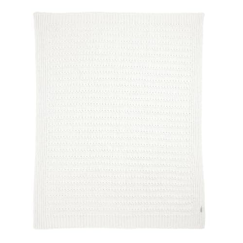 Image of Mamas & Papas Nursery Small Knitted Blanket, White Stripe, 70 x 90 cm