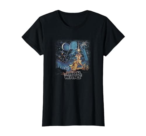 Image of Star Wars A New Hope Faded Vintage Poster T-Shirt, Women, Black, Medium