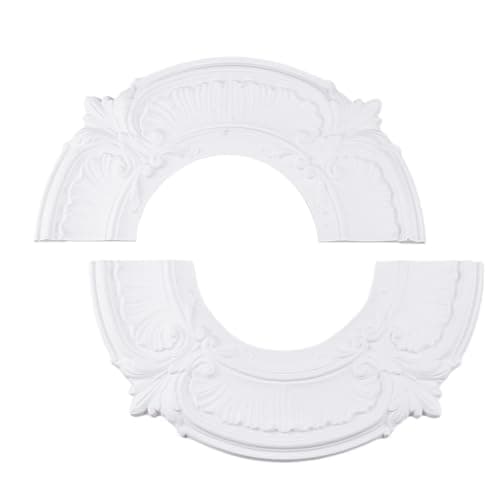 Image of INCREWAY Split Design 12 Inch Ceiling Medallion for Lights & Fans - 5 Inch Cutout, Detachable PU Segments, Easy Install, White Ceiling Plate Decor