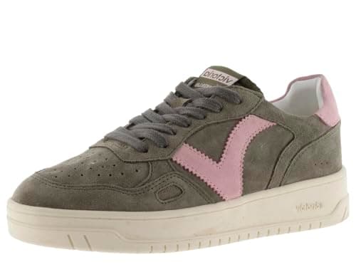 Image of victoria Seul Split Leather Low Tennis & Pieces in Contrast & Matching Laces 1257127 for Women KAKI 38