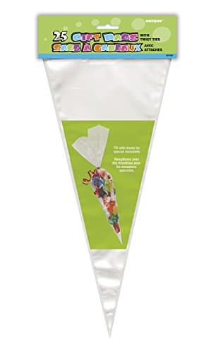 Image of Clear Large Cone Cellophane Bags (18cm x 45cm) Pack of 25 - Transparent Gift Packaging Bags for Parties, Weddings, and Special Occasions