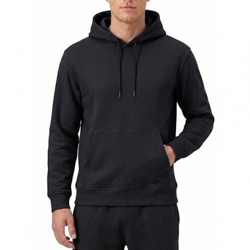Image of RIPT RCSWT763 Men's Hooded Soft Touch Loungewear Hoodie Sweatshirt Top, Black, XL