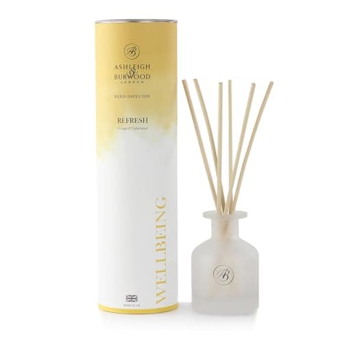 Image of Ashleigh & Burwood Wellbeing Refresh Reed Diffuser 120ml – Orange, Lemon & Cedarwood Essential Oils – Long-Lasting Home Fragrance (Up to 10 Weeks), Made in the UK
