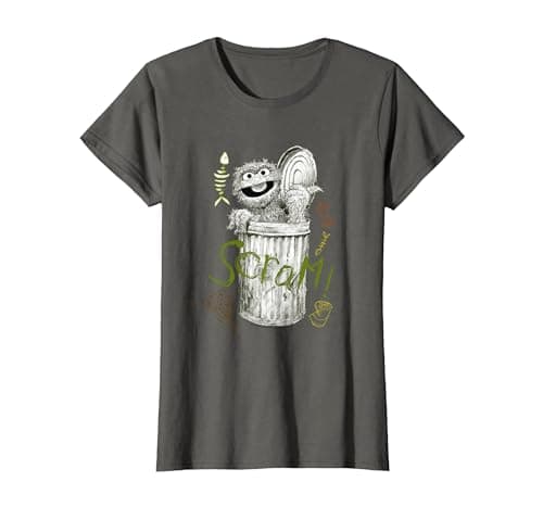 Image of Sesame Street Oscar The Grouch Scram T-Shirt, Women, Asphalt Grey, XX-Large