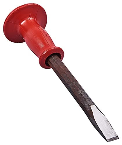 Image of Amtech – Cold Chisel Pro, Heat-Treated Carbon Steel with Rubber Grip and Protective Hood, for Cutting Brick, Stone & Concrete, 300mm x 19mm (12" x 3/4")