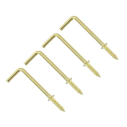 Image of TERF® 30mm Square Bend Shoulder Cup Hook Screw 30mm (1.18 inch) Electro Brass Plated Cup Hook Hanging Screw for Office Home Garden Indoor Outdoor Use - Pack of 20