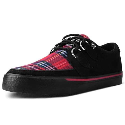 Image of T.U.K. Vegan Creeper Sneaker - Mens and Womens Sneakers - Colour Black & Tartan Vegan Suede - Punk, Goth and Rocker Style Leather and Lace Up Shoes - UK Size Men 4 / Women 5
