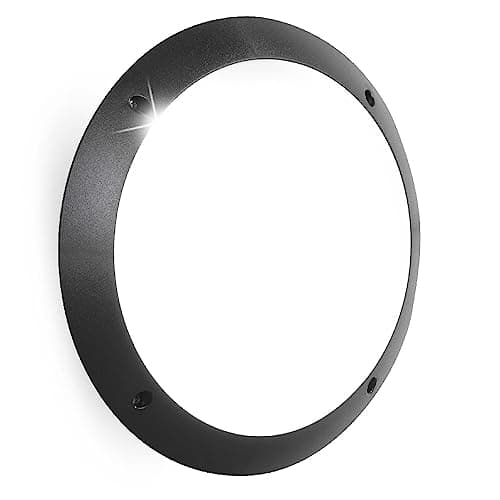 Image of Britalia Black Outdoor Modern Round Flush Bulkhead Wall Light with Opal Diffuser | 30cm Diameter | IP66 Rated | 1 x ES E27 Lamp Required | Garden - Patio - Security | Polycarbonate Resin Coastal