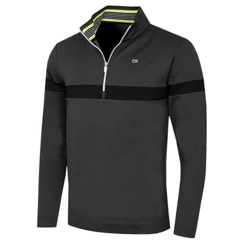 Image of Calvin Klein Mens Scale Performance 1/2 Zip Sweater - Dark Grey Marl - L