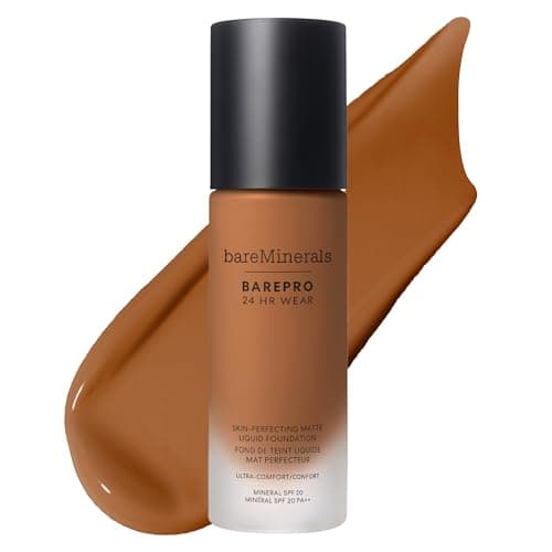 Image of bareMinerals BAREPRO 24HR Wear Skin-Perfecting Matte Liquid Foundation Mineral SPF 20 - Breathable Makeup for Face, Full Coverage, 24HR Wear, Natural Matte Finish, Vegan
