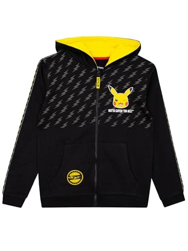 Image of Pokemon Hoodie | Pikachu Boys Zip Up Hoodie | Boys' Hoodies | Black 11-12 Years