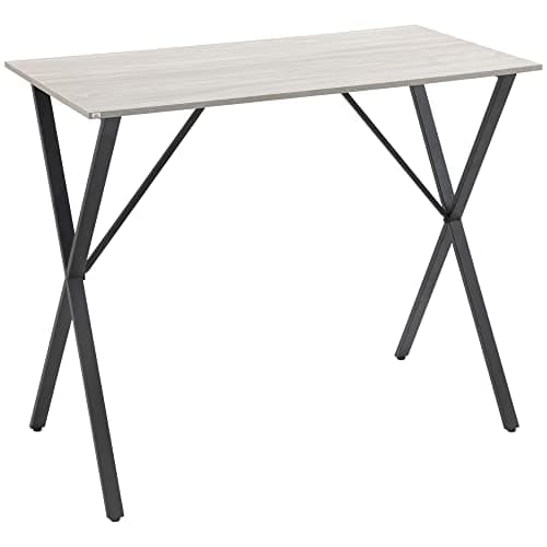 Image of HOMCOM 120 cm Rectangular Bar Table for 4 People, Modern Breakfast Bar Table with Wood Effect Tabletop, Steel Legs, Coffee Desk for Living Room, White