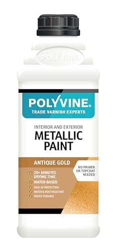 Image of Polyvine Metallic Paint – Acrylic Metallic Heat Resistant Paint No Primer or Topcoat Needed - Water & UV Resistant Decorative Paint for Ceramics, Furniture, Ornaments, Interior Walls, Metalwork & More