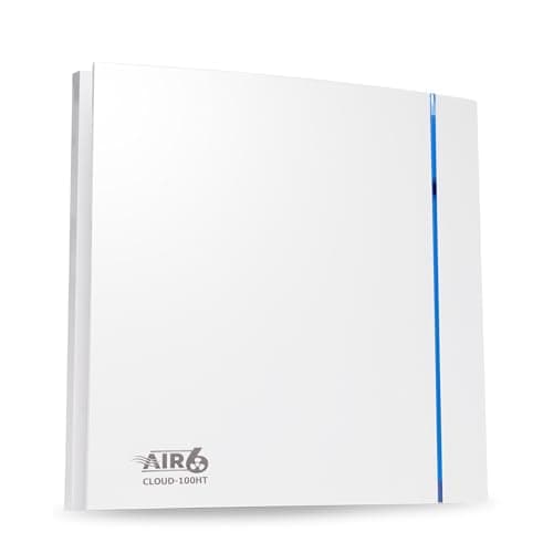 Image of AIR 6 Cloud-100HT Silent Yet Powerful Bathroom Extractor Fan with Adjustable Humidity Sensor & Timer | Delivering 26.5l/s (95m3/h) | Wall or Ceiling Mounted Fan | White | IP45 | For 100mm /4" ducting