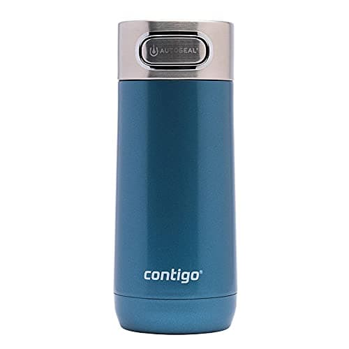 Image of Contigo Luxe Autoseal Travel Mug, Stainless Steel Thermal Mug, Vacuum Flask, Leakproof Tumbler, dishwasher safe, Coffee Mug with BPA Free Easy-Clean Lid, Cornflower, 360 ml