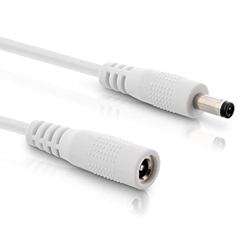 Image of InLine - DC Extension Cable, Universal Power Supply Extension Cable for LED Strips, Security Cameras, Printers, Routers, Switches and much more, DC Male/Female 5.5 x 2.5 mm, White, 2 m