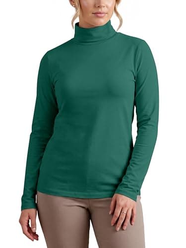 Image of Love My Fashions® Women's Turtle Polo Neck Long Sleeve Plain Top Stretchy Pullover High Neck Ladies Green