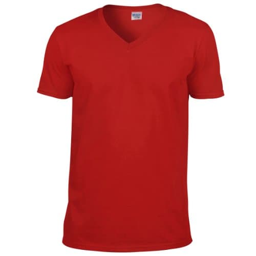 Image of Gildan Men's Soft Style V-Neck T-Shirt, Red, XX-Large